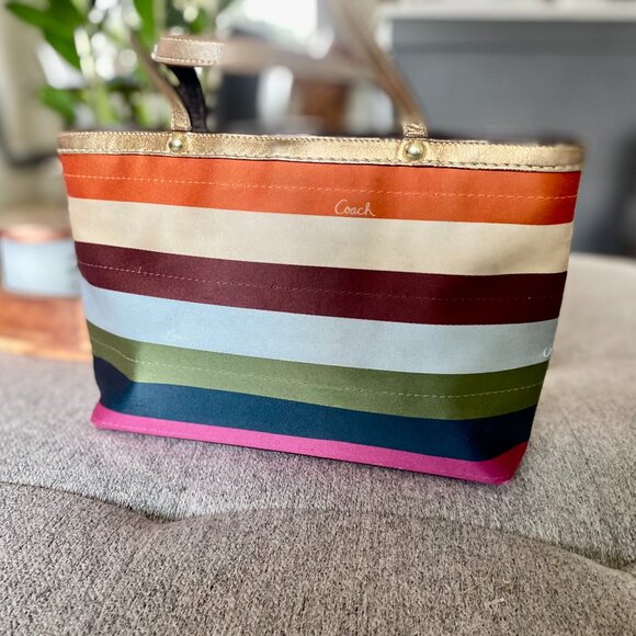 Coach Legacy Striped Mini-Tote Satchel Bag - Picture 3 of 12